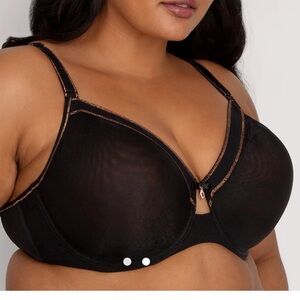 Curvy Couture Shimmer Unlined Underwire Bra Black 34H NWT